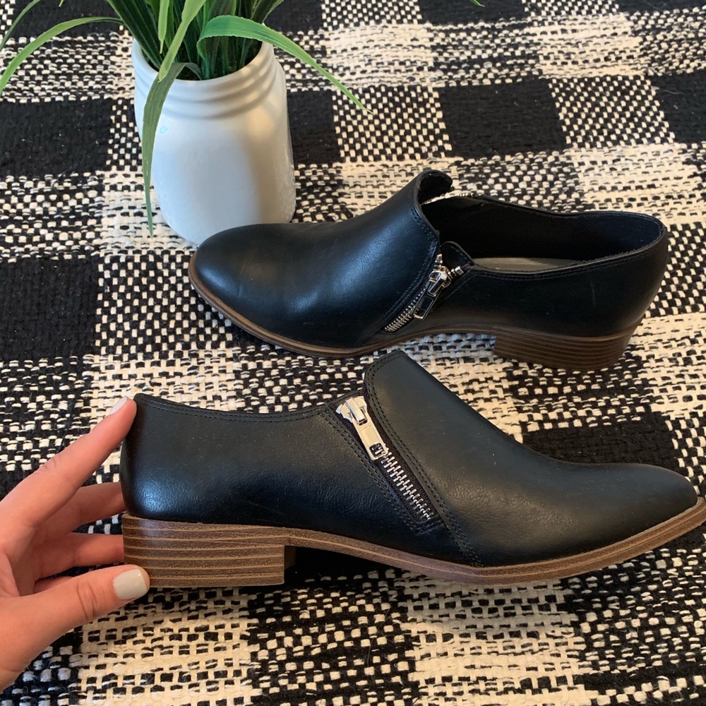 Black slip on loafers